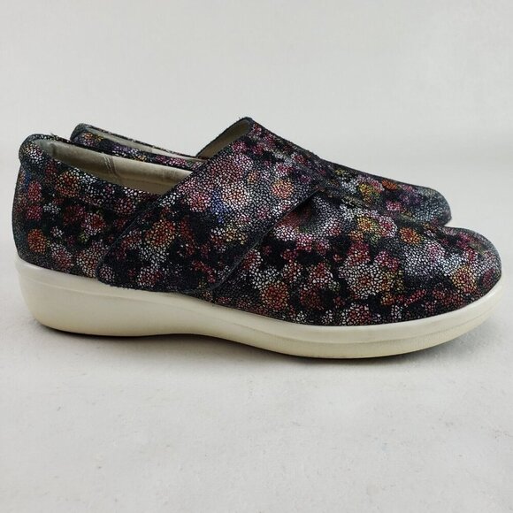 Alegria Qin Garland Shoe Womens 8-8.5 38 Black Floral Hook Loop Comfort Slip On - Picture 5 of 11